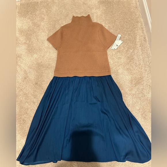 Anthropologie Tan and Teal Mini Dress - Picture 5 of 6